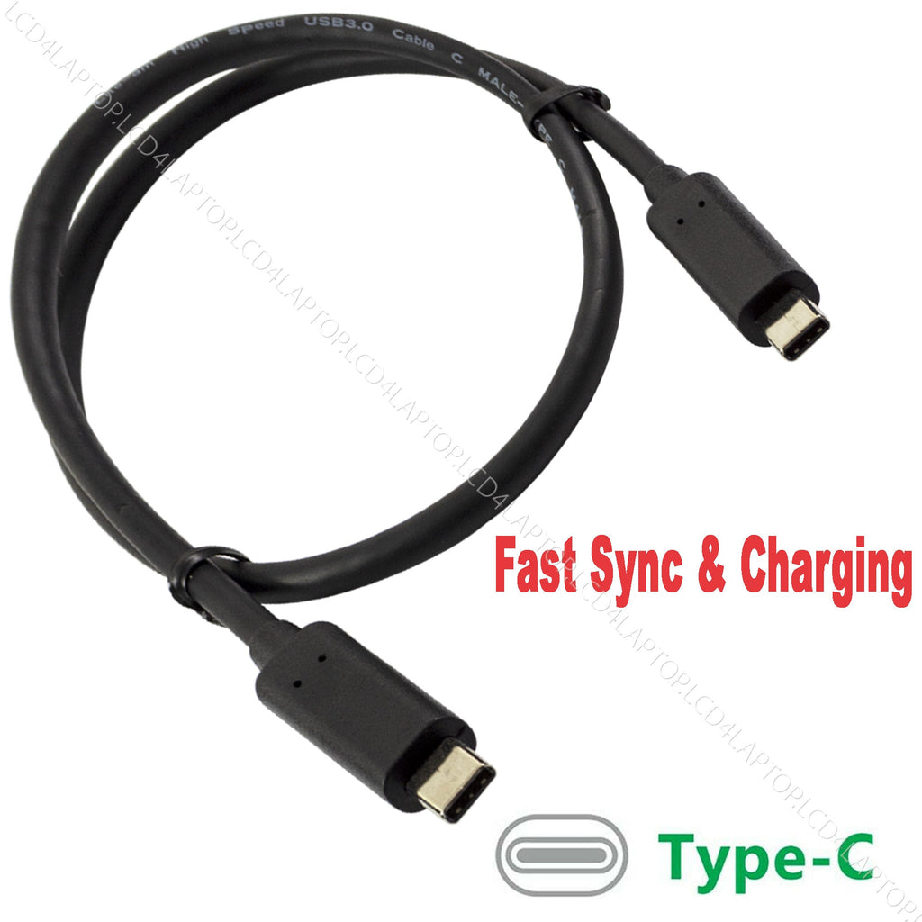 C Type Cable USB-C To USB-C 3.1 Fast Sync & Charging Cable Lead - Black 1m - Lcd4Laptop