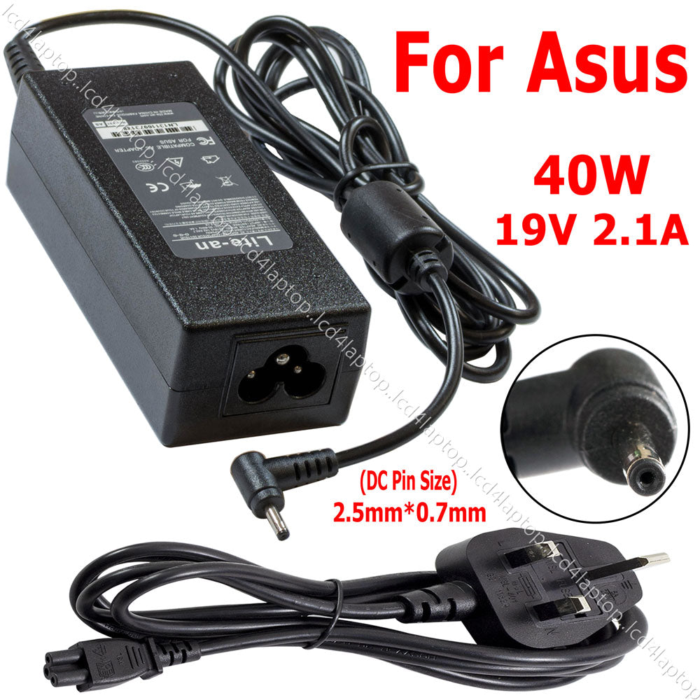 For Asus 40W 19V 2.1A 2.5*0.7mm Power AC Adapter Battery Charger PSU - Lcd4Laptop
