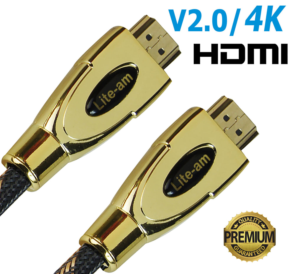 Braided HDMI Cable v2.0 4K ARC 2160p 3D Lead 1m/2m/3m/4m/5m/6m/7m/8m/9m/10m/15m/20m - Lcd4Laptop