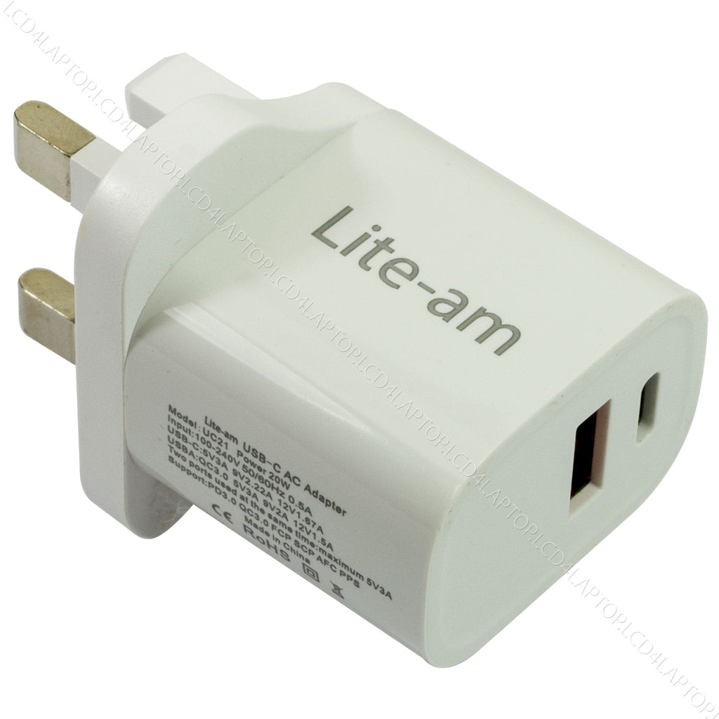 USB C Charger AC Adapter Power Supply Fast Charge 20W PSU For Apple iPhone iPad - Lcd4Laptop