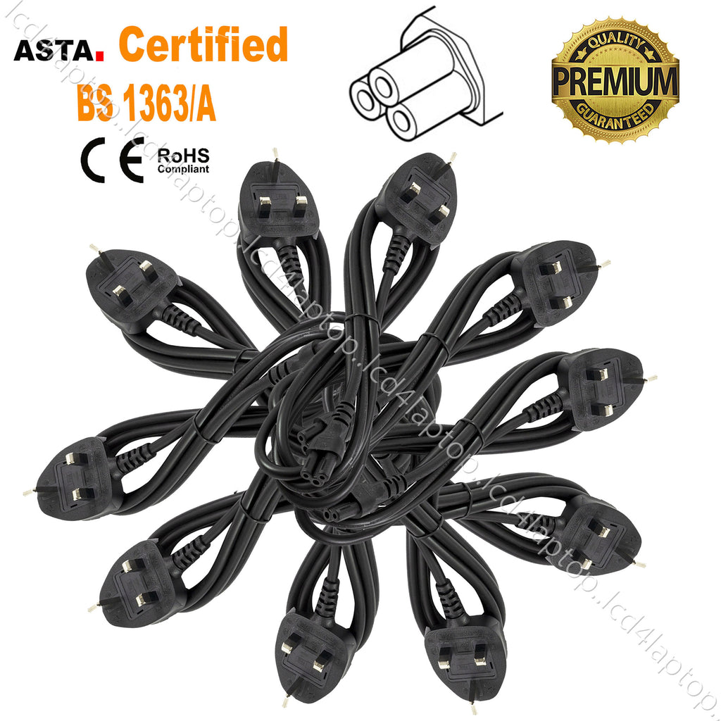 1.8m Clover Leaf Cable, C5 to UK Mains Cable, Cord 5A Fuse 1 to 100PCS - Lcd4Laptop
