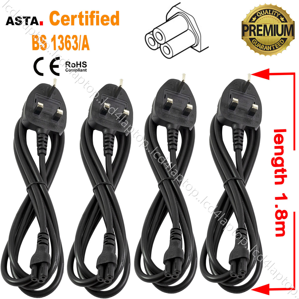 1.8m Clover Leaf Cable, C5 to UK Mains Cable, Cord 5A Fuse 1 to 100PCS - Lcd4Laptop