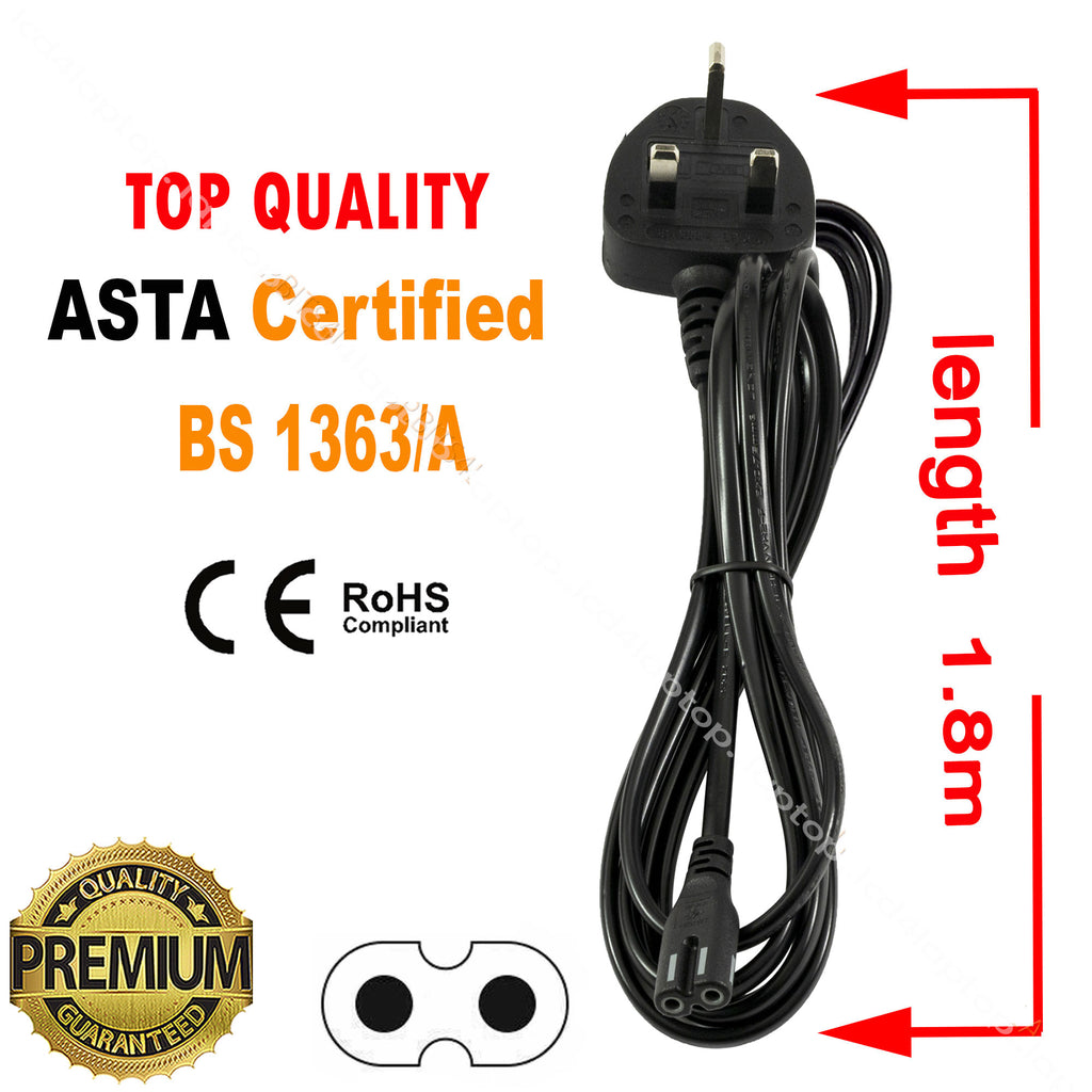 Mains Lead Fig8 C7 Cable For Xbox One S Slim Game Console Xbox One X Lcd4Laptop