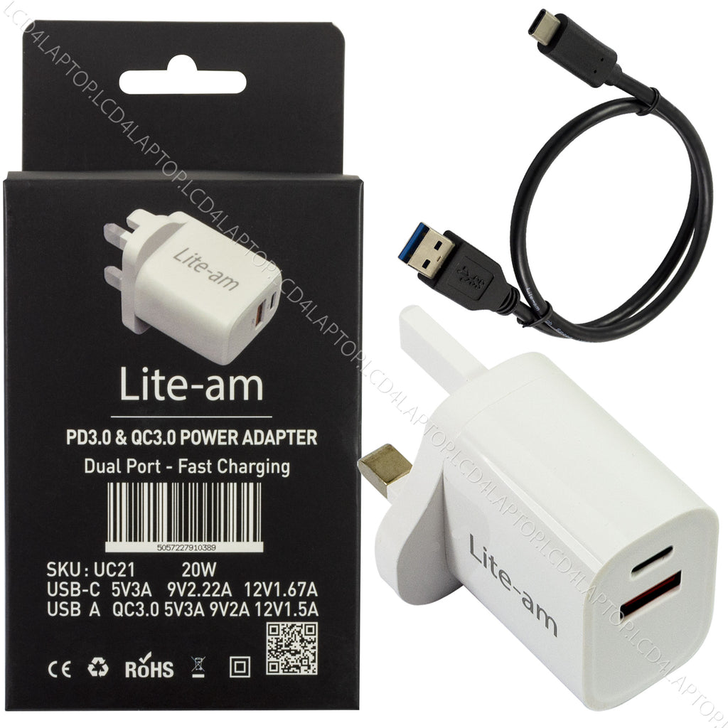 For Apple iPad A16 A3356 2025 Dual Port 20W AC Adapter Fast Charger - Lcd4Laptop