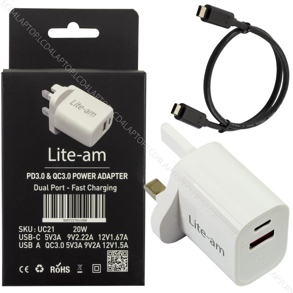For Apple iPad A16 A3356 2025 Dual Port 20W AC Adapter Fast Charger - Lcd4Laptop