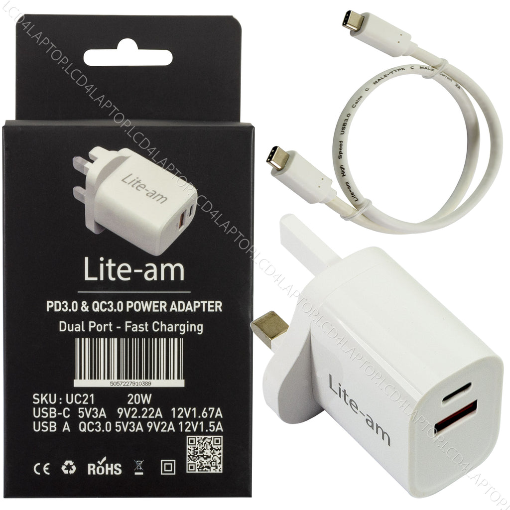 For Apple iPad A16 A3356 2025 Dual Port 20W AC Adapter Fast Charger - Lcd4Laptop