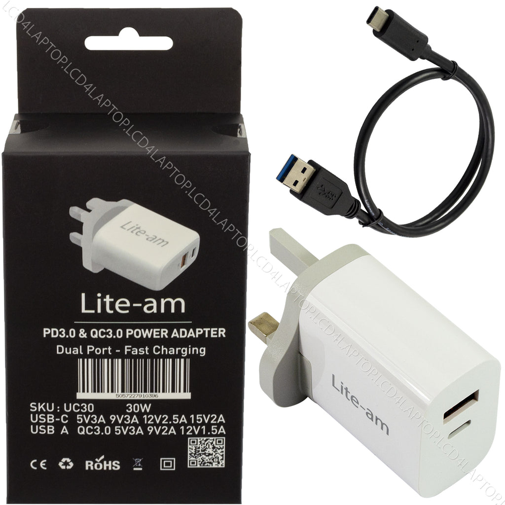 For Apple iPad A16 A3356 2025 Dual Port Fast Charger 30W AC Adapter - Lcd4Laptop