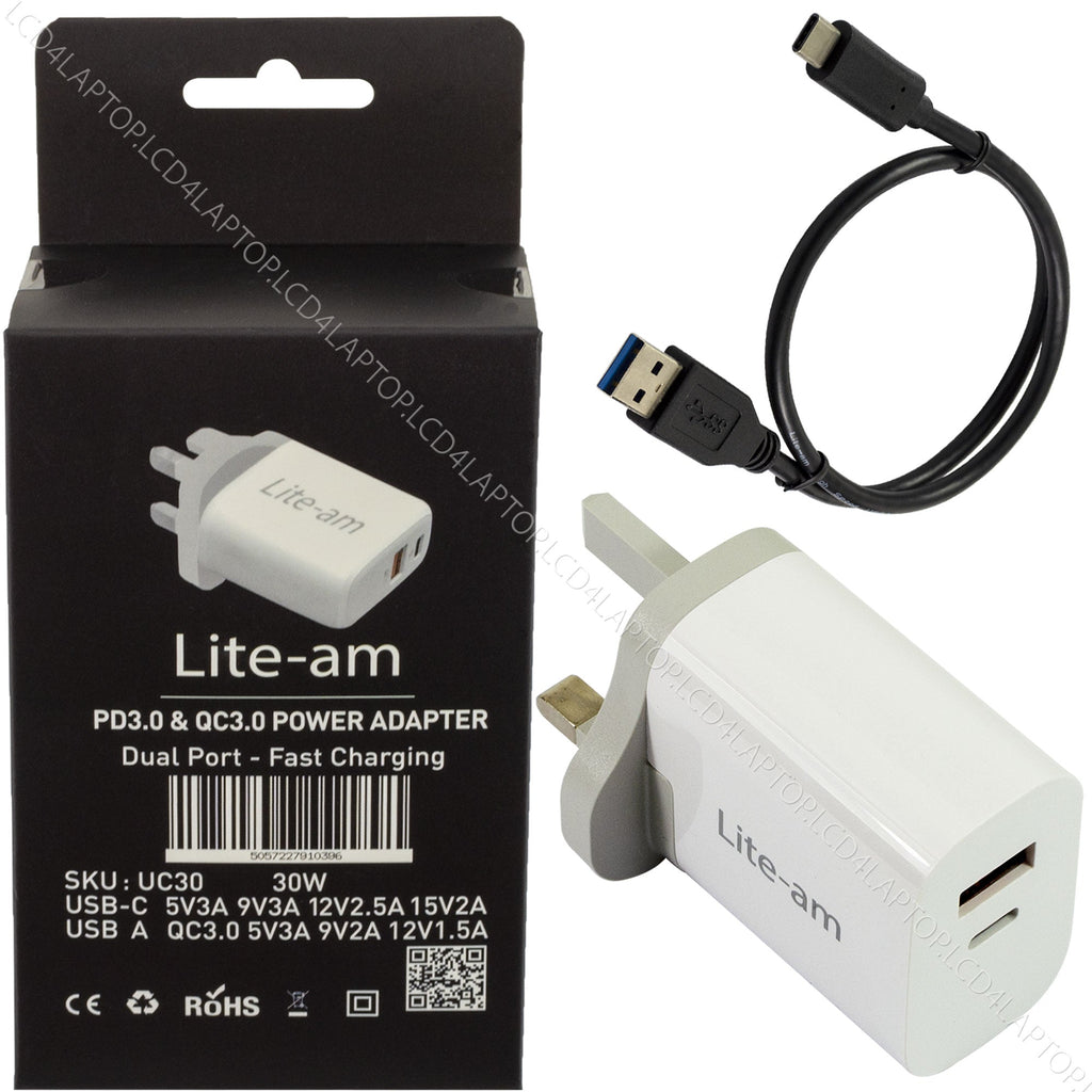 For OPPO A54 5G Dual Port Fast Charger 30W AC Adapter - Lcd4Laptop