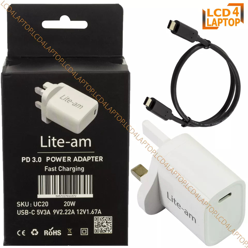 For iPad Air 11" M2 A2902 2024 USB C Charger 20W AC Adapter - Lcd4Laptop