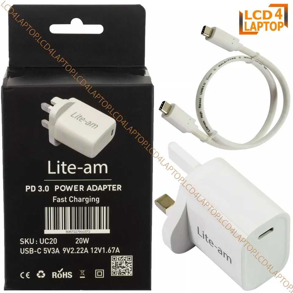For Apple iPad A16 A3356 2025 USB C Charger 20W AC Adapter - Lcd4Laptop
