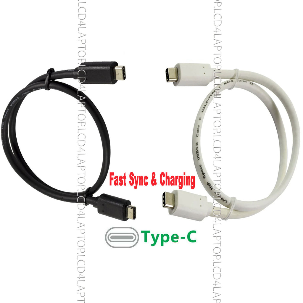C Type Cable USB-C To USB-C 3.1 Fast Sync & Charging Cable Lead - Black Or White - Lcd4Laptop
