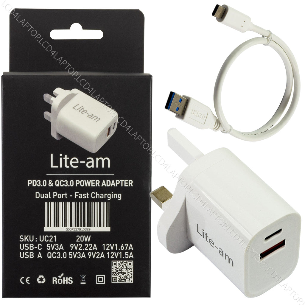 For iPad Air 11‑inch M4 A3463 2026 Dual Port 20W AC Adapter Fast Charger