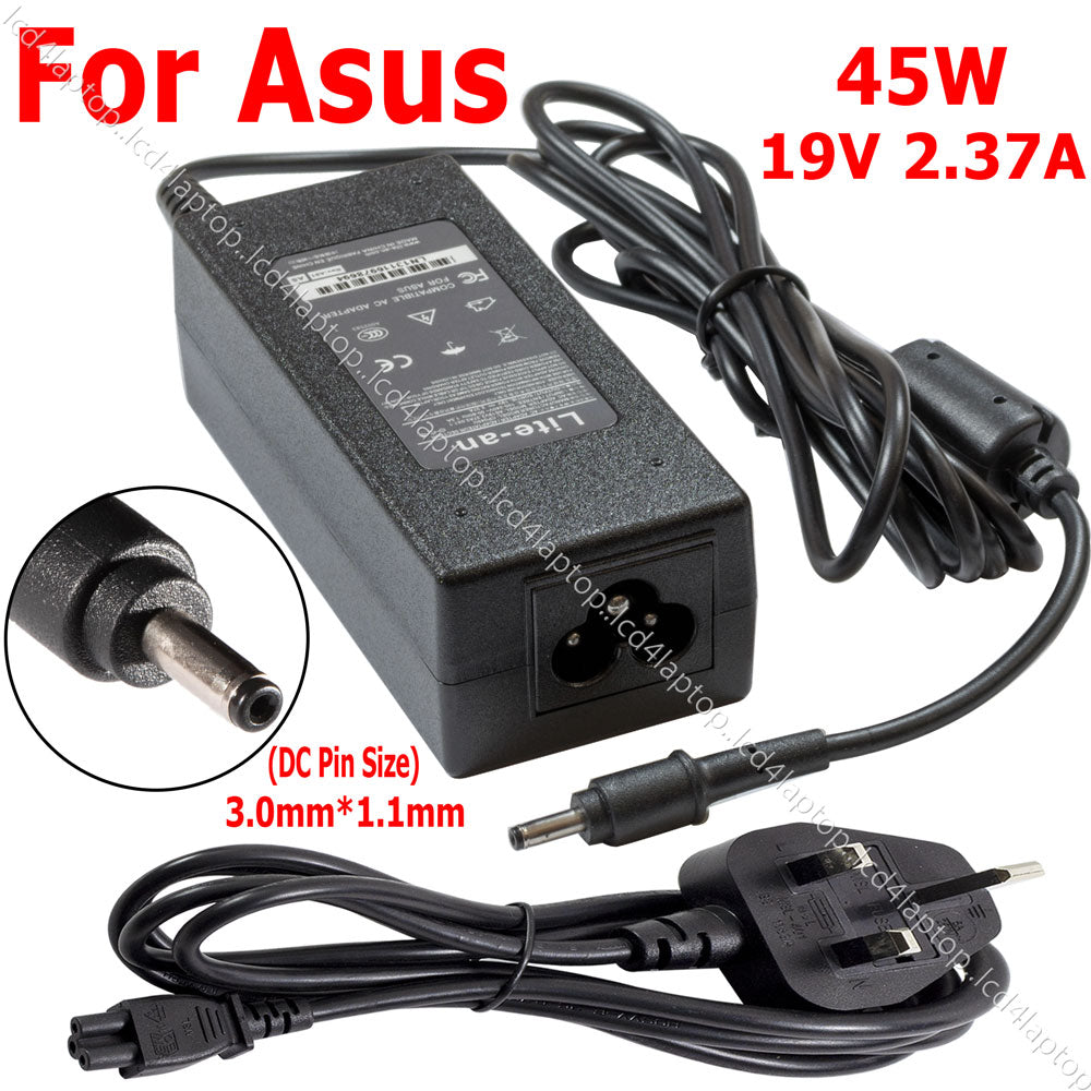 For Asus 45W 19V 2.37A 3.0*1.1mm Laptop AC Adapter Battery Charger PSU - Lcd4Laptop