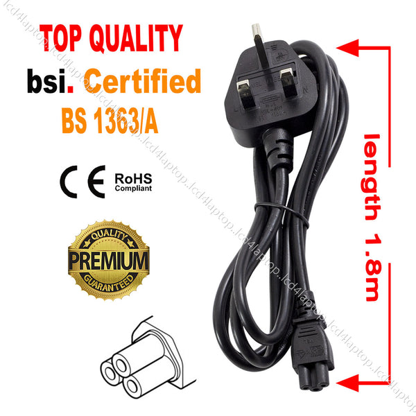UK Power Cord Mains Cable Lead Wire Clover Leaf For Toshiba AC Adapter Charger - Lcd4Laptop