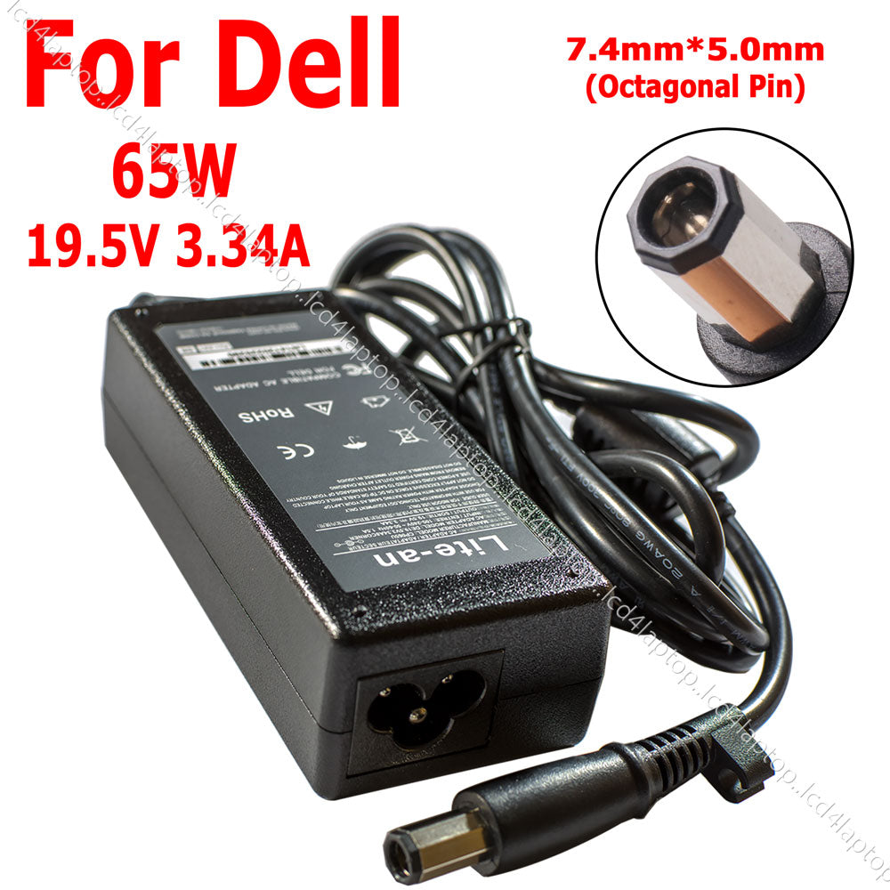 65W For Dell PA-21 19.5V 3.34A 7.4mm*5.0mm Octagonal Pin Laptop AC Adapter Charger PSU - Lcd4Laptop