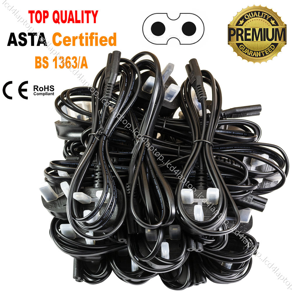 1.8m C7 Fig 8 Power Cord, UK 3 Pin Mains Plug to Figure 8 Cable Lead 1/2/3/4/5/10/25/50/100PCS For Laptop Adapter,Printer,  Scanner & Playstation etc 3A Fuse - Lcd4Laptop