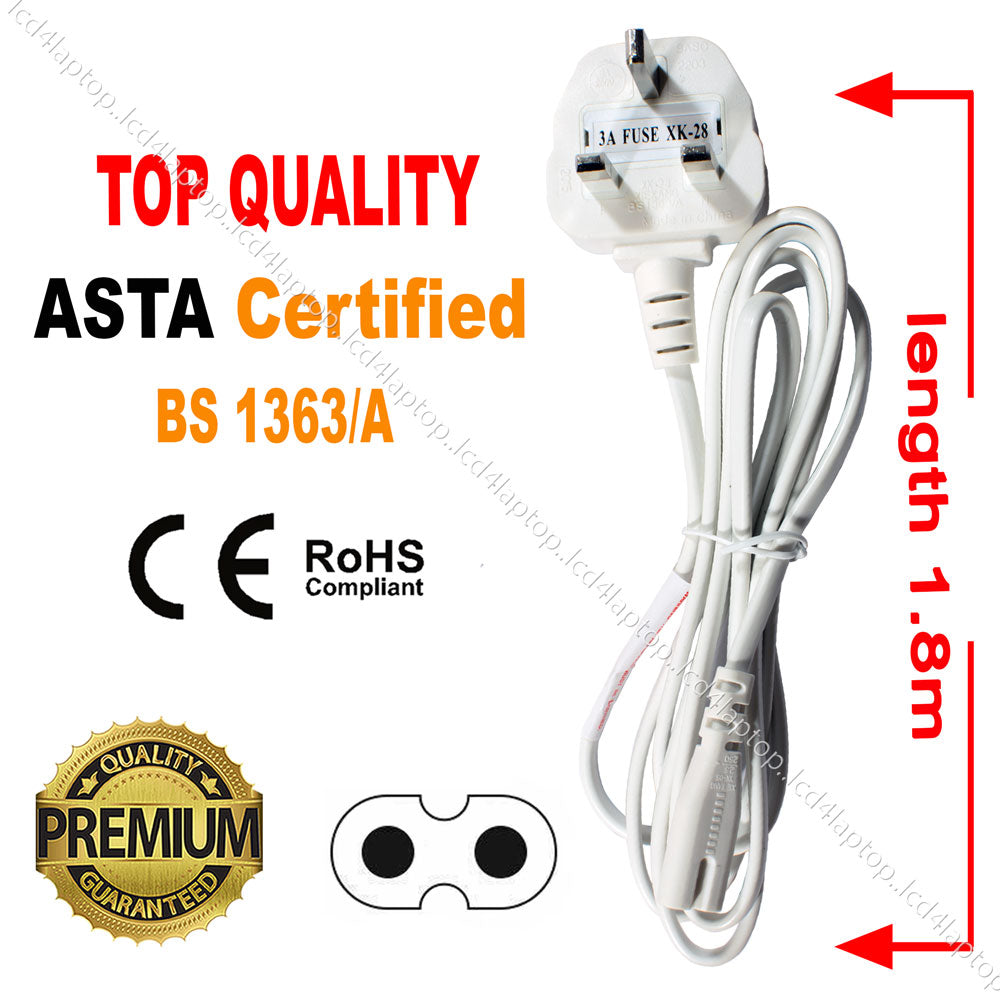 For Playstation 4 & PS4 Slim Xbox One S / X UK Plug Mains Lead Power Cable 2 Pin - Lcd4Laptop