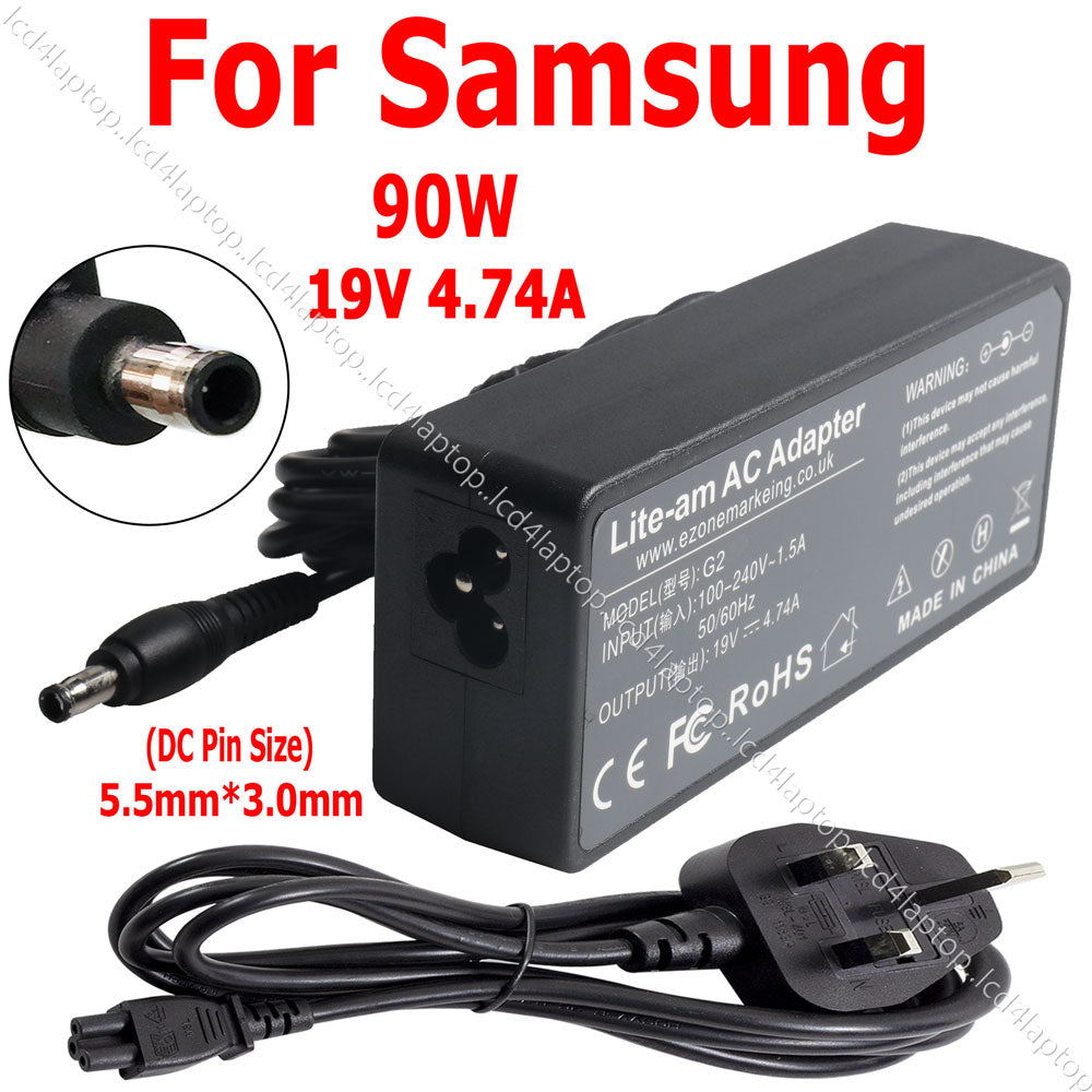 For Samsung 90W 19V 4.74A 5.5*3.0mm Laptop AC Adapter Charger PSU - Lcd4Laptop
