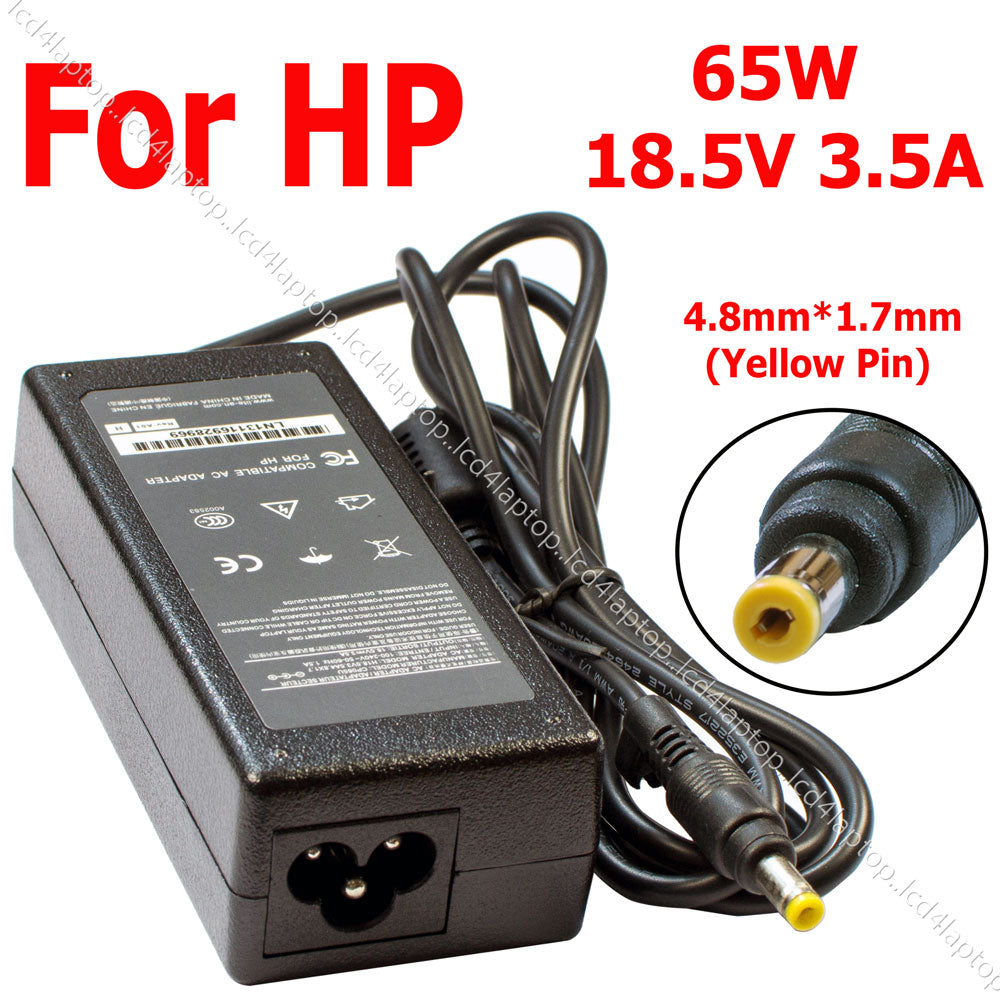 For HP 65W 18.5V 3.5A Yellow Tip/Pin 4.8*1.7mm Laptop AC Adapter Battery Charger Power Adapter - Lcd4Laptop