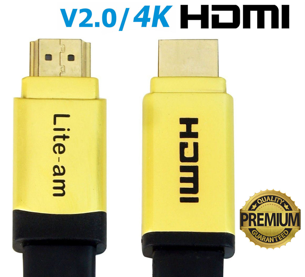 3m Flat HDMI Cable v2.0 Premium High Quality HDCP 2.2 Video Lead 4K 1080p - Lcd4Laptop