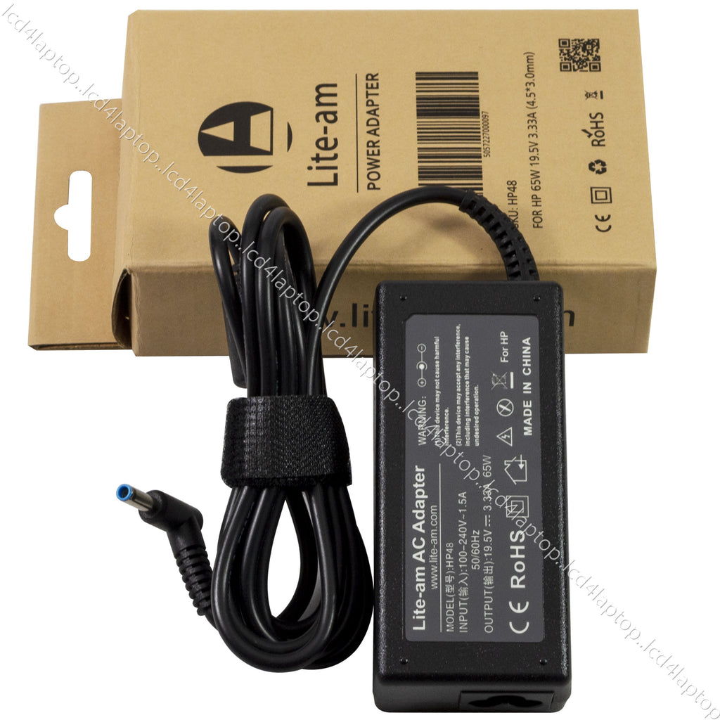 For HP 65W 19.5V 3.33A 4.5*3.0mm Blue Tip Laptop AC Adapter Charger PSU - Lcd4Laptop