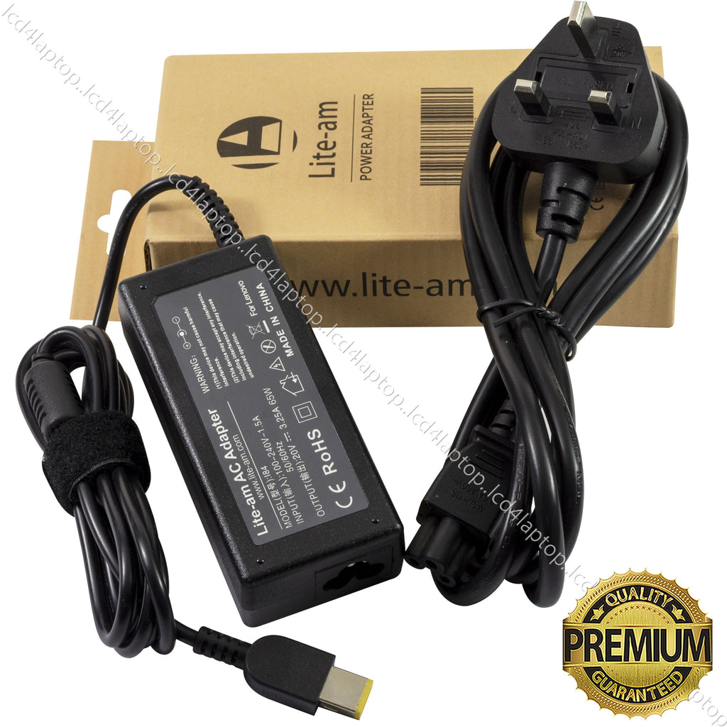 For Lenovo 65W 20V 3.25A Rectangle USB Type Laptop AC Adapter Charger PSU - Lcd4Laptop