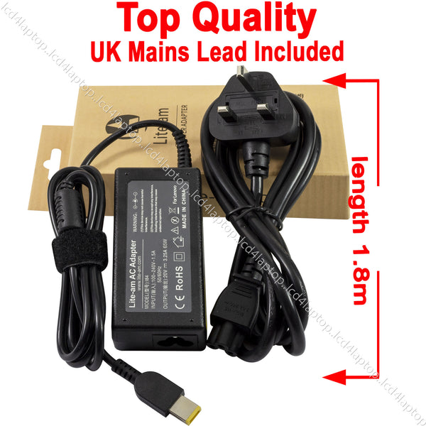 For Lenovo 65W 20V 3.25A Rectangle USB Type Laptop AC Adapter Charger PSU - Lcd4Laptop
