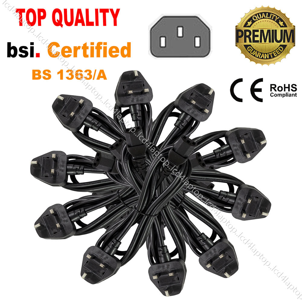 1.8m UK Kettle Lead, C13 Power Cord to UK 3 Pin Mains Power Lead Cable 1/2/3/4/5/10/25/50/100PCS For PC Power Supplies (ATX PSU), Monitors, Printers, Scanners, TV Samsung LG Sony Philips TV, Laptop Adapter Charger, XBox 5A Fuse - Lcd4Laptop