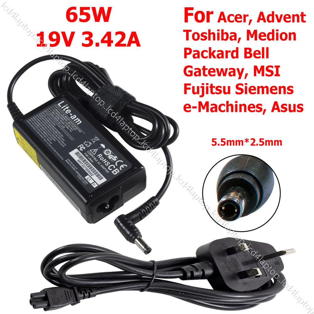 For MSI MS-1681 Laptop AC Adapter Charger PSU 65W 19V 3.42A - Lcd4Laptop