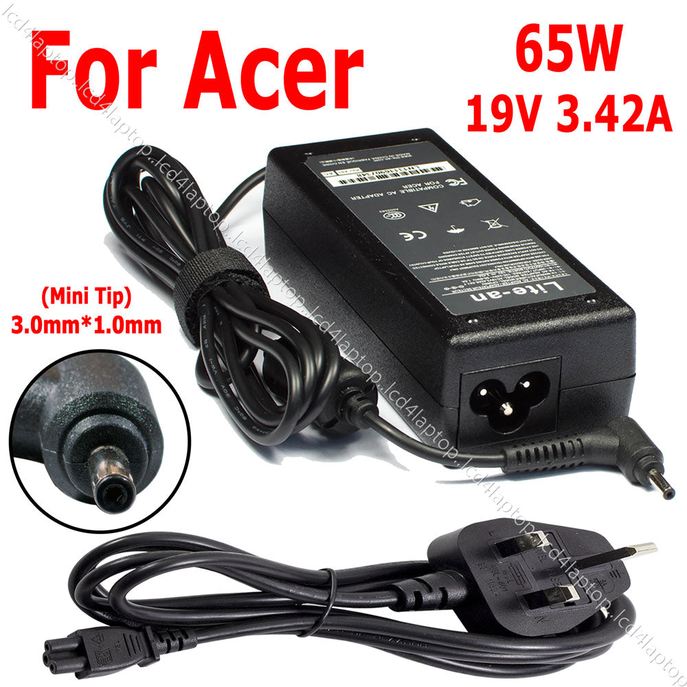 For Acer 65W 19V 3.42A 3.0*1.0mm Laptop AC Adapter Battery Charger PSU - Lcd4Laptop