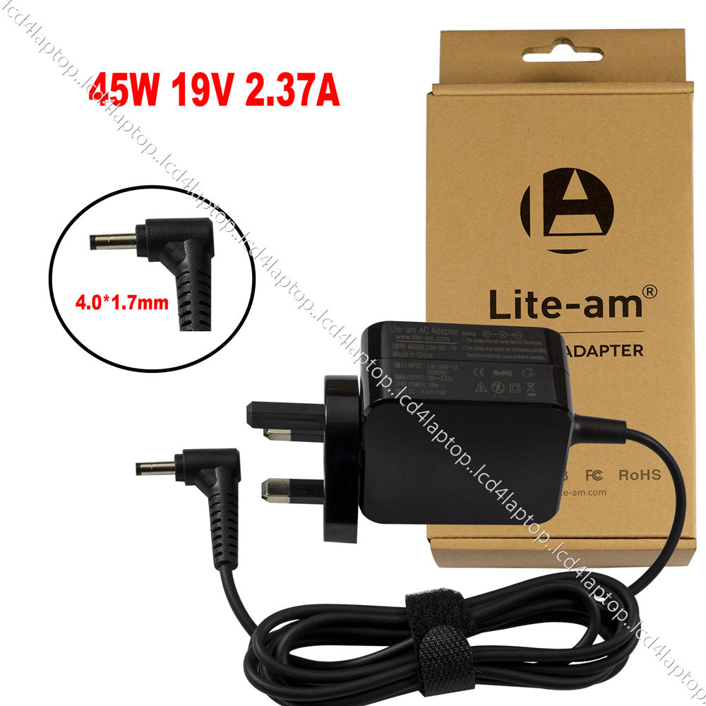 For Toshiba PA5072U-1ACA PA5192E-1AC3 45W 19V 2.37A AC Adapter Laptop Charger PSU + UK Plug Replacement by Lite-am - Lcd4Laptop