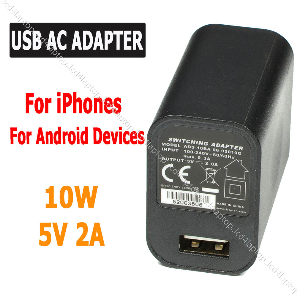 10W 5V 2A USB Supply AC Adapter Home Wall Charger For Smart Devices iPhone iPad and android | Lcd4Laptop