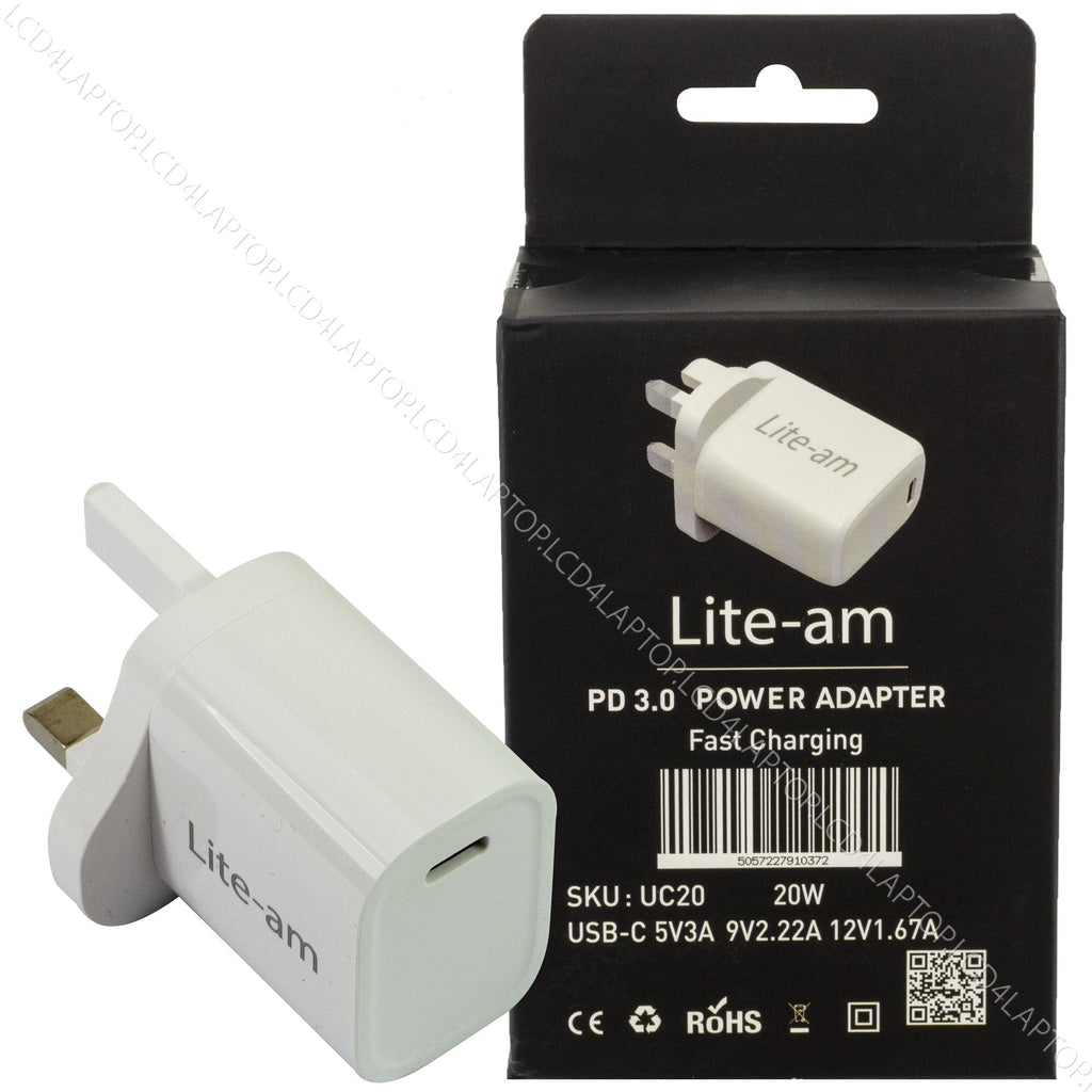 20W USB C UK Power Adapter Plug Fast Charge Charger for Apple iPhone iPad AirPod - Lcd4Laptop