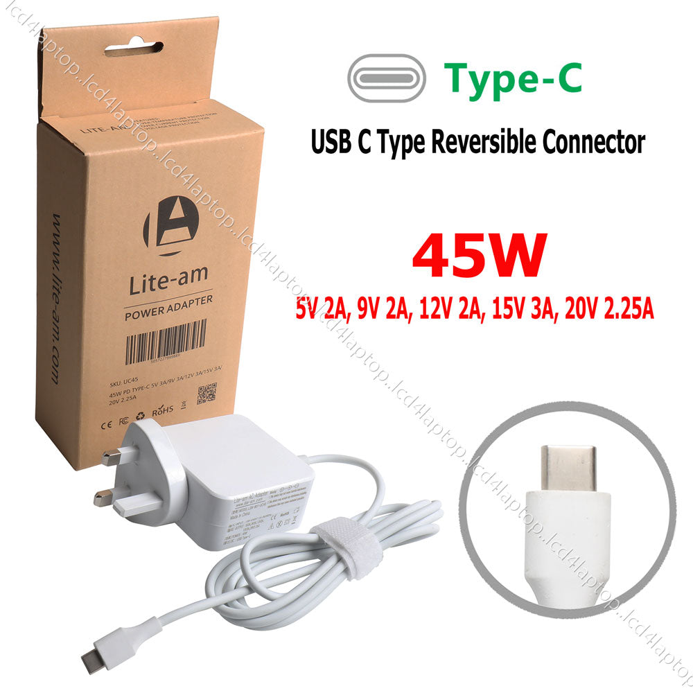 For HP Chromebook model number 7265ngw 14-ca000na USB-C 45W AC Adapter - Lcd4Laptop