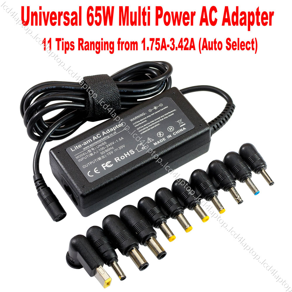 65W Universal 11-Tips Auto Detect Voltage & Amps AC Adapter Charger For Laptop Notebook - Lcd4Laptop