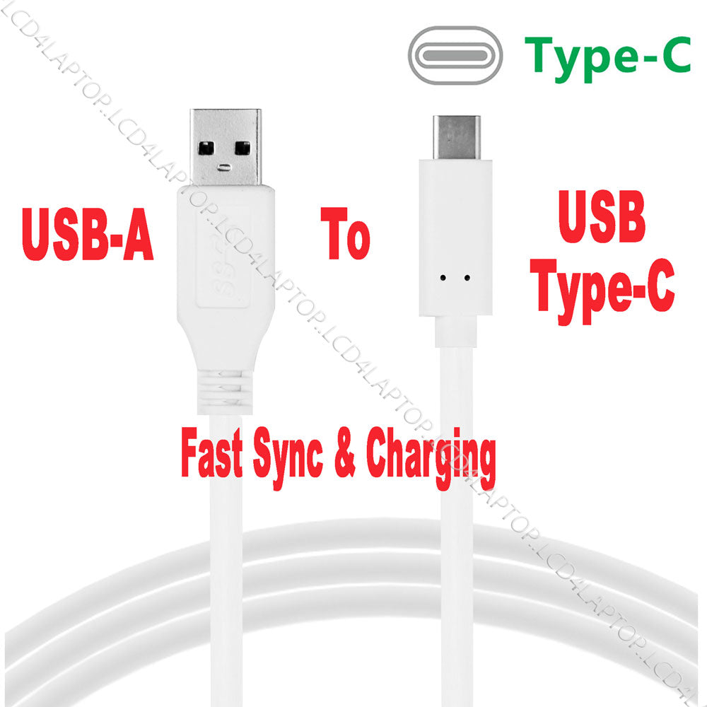 USB 3.1 Type C to USB Sync Charger Charging Cable Lead - 1m / 0.5m Black / White - Lcd4Laptop