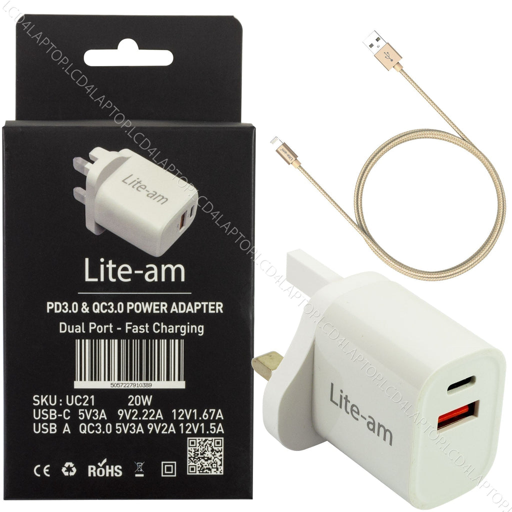 For iPad Air 11‑inch M4 A3463 2026 Dual Port 20W AC Adapter Fast Charger