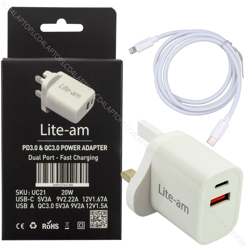 For iPad Air 11‑inch M4 A3463 2026 Dual Port 20W AC Adapter Fast Charger