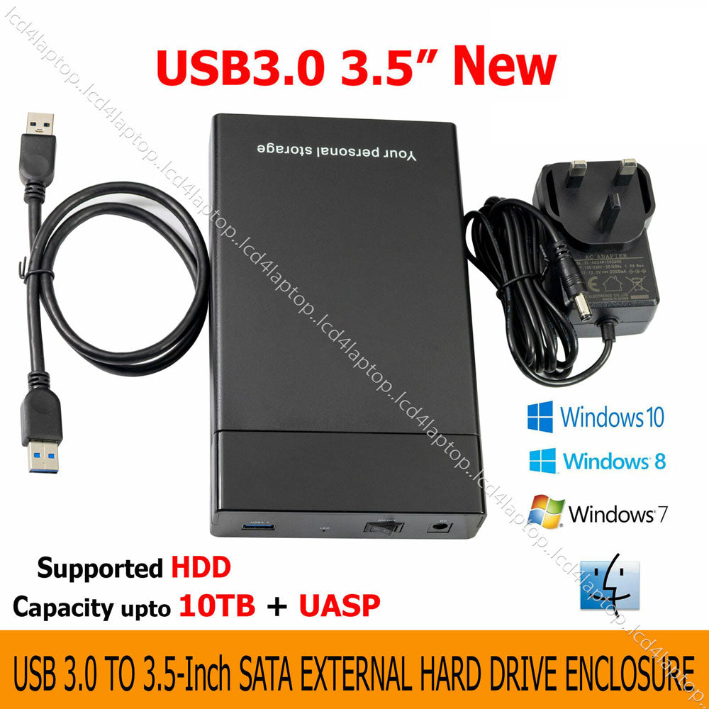 USB3.0 3.5 Caddy Upto 10TB Hard Drive Enclosure SATA HDD/SSD Case For PC Laptop - Lcd4Laptop