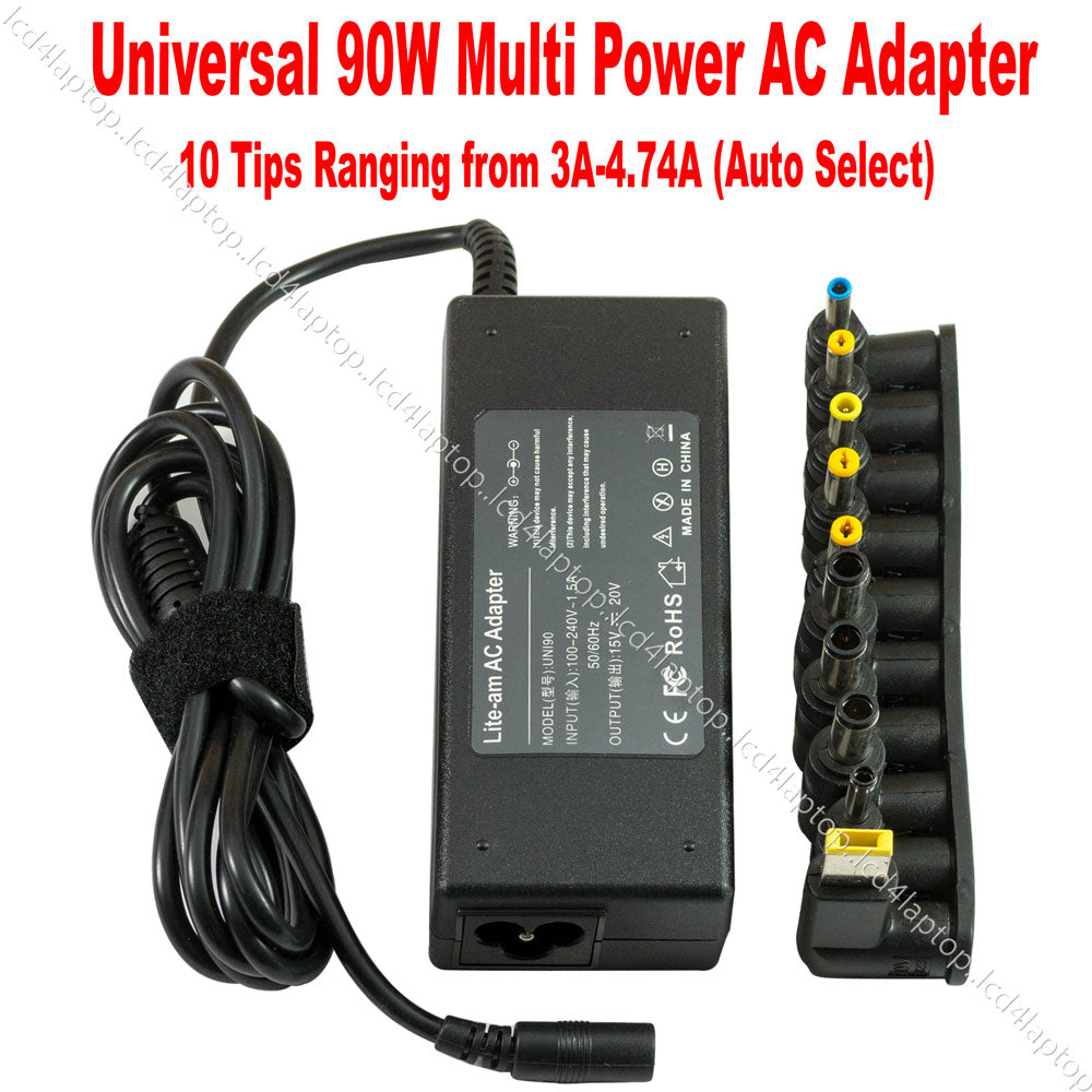 90W Universal 10-Tips Auto Detect Voltage & Amps AC Adapter Charger For Laptop Notebook - Lcd4Laptop